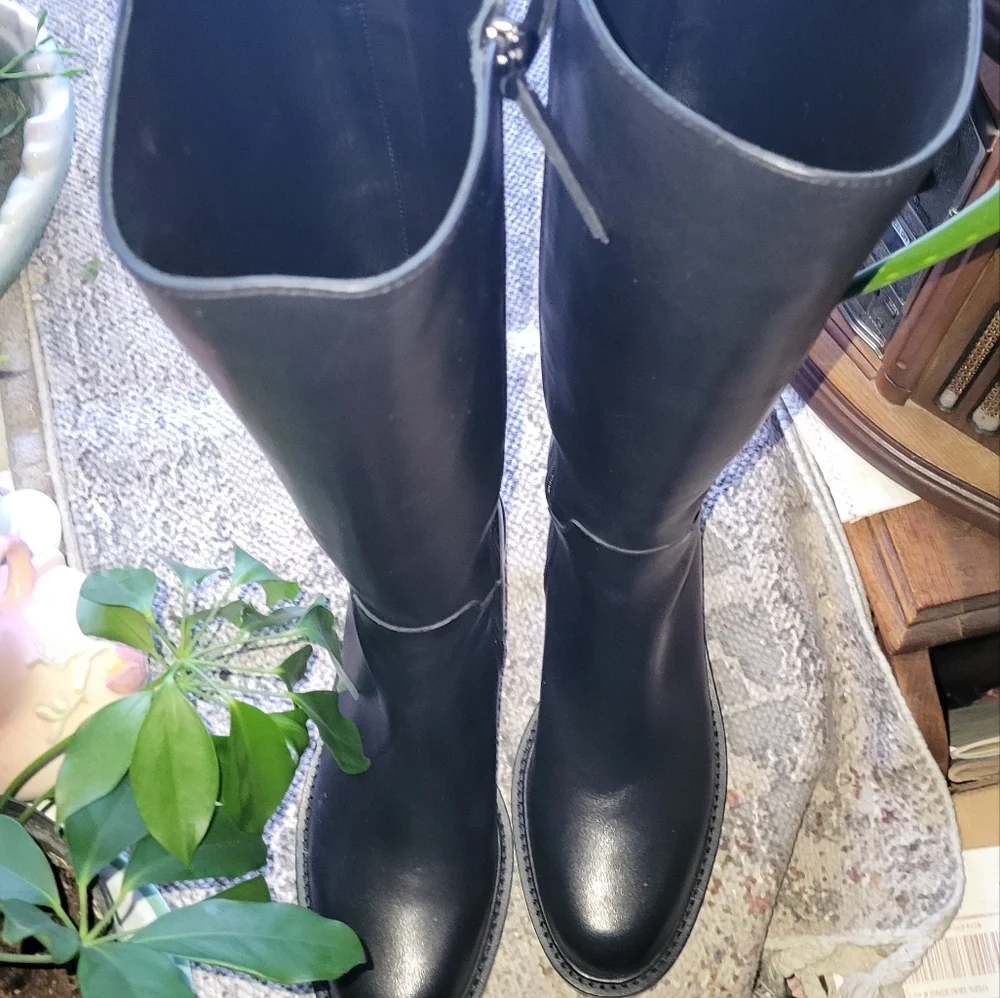 Quince Italian Leather Riding Boots Black Shoes 9 - Picture 3 of 10